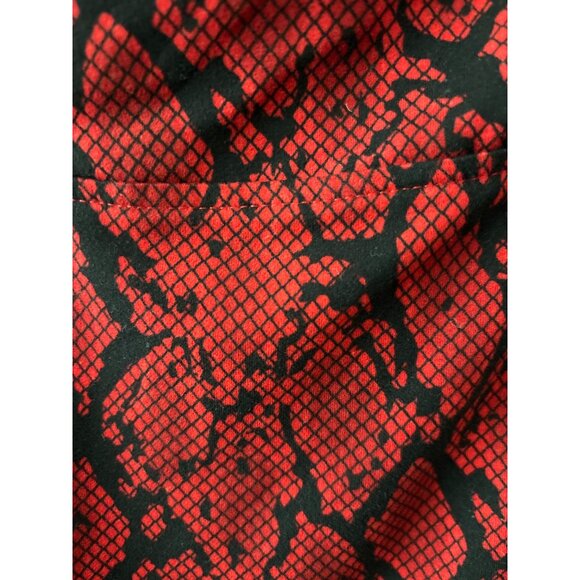 Guess Bodysuit M Red Snake-Print Deep V Sweetheart Neckline Cutout Y2K Clubwear - Picture 12 of 16